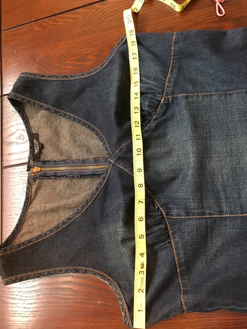 Karen Kane Size 12 Dark Denim Midi Dress Mermaid Hem Boho Cottagecore USA - Picture 7 of 9